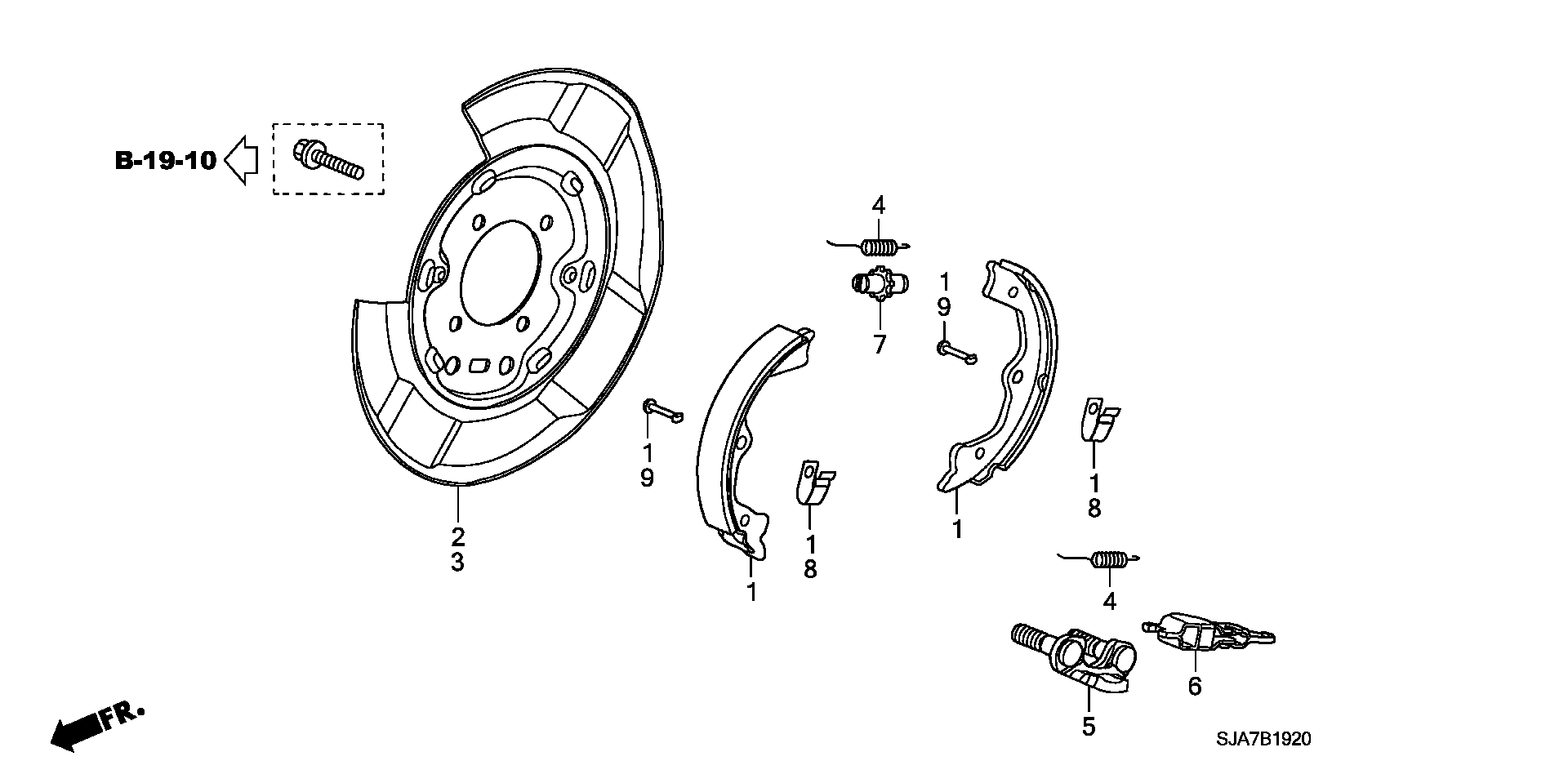 Honda 43053SJAE00 - Комплект гальм, ручник, парковка autozip.com.ua