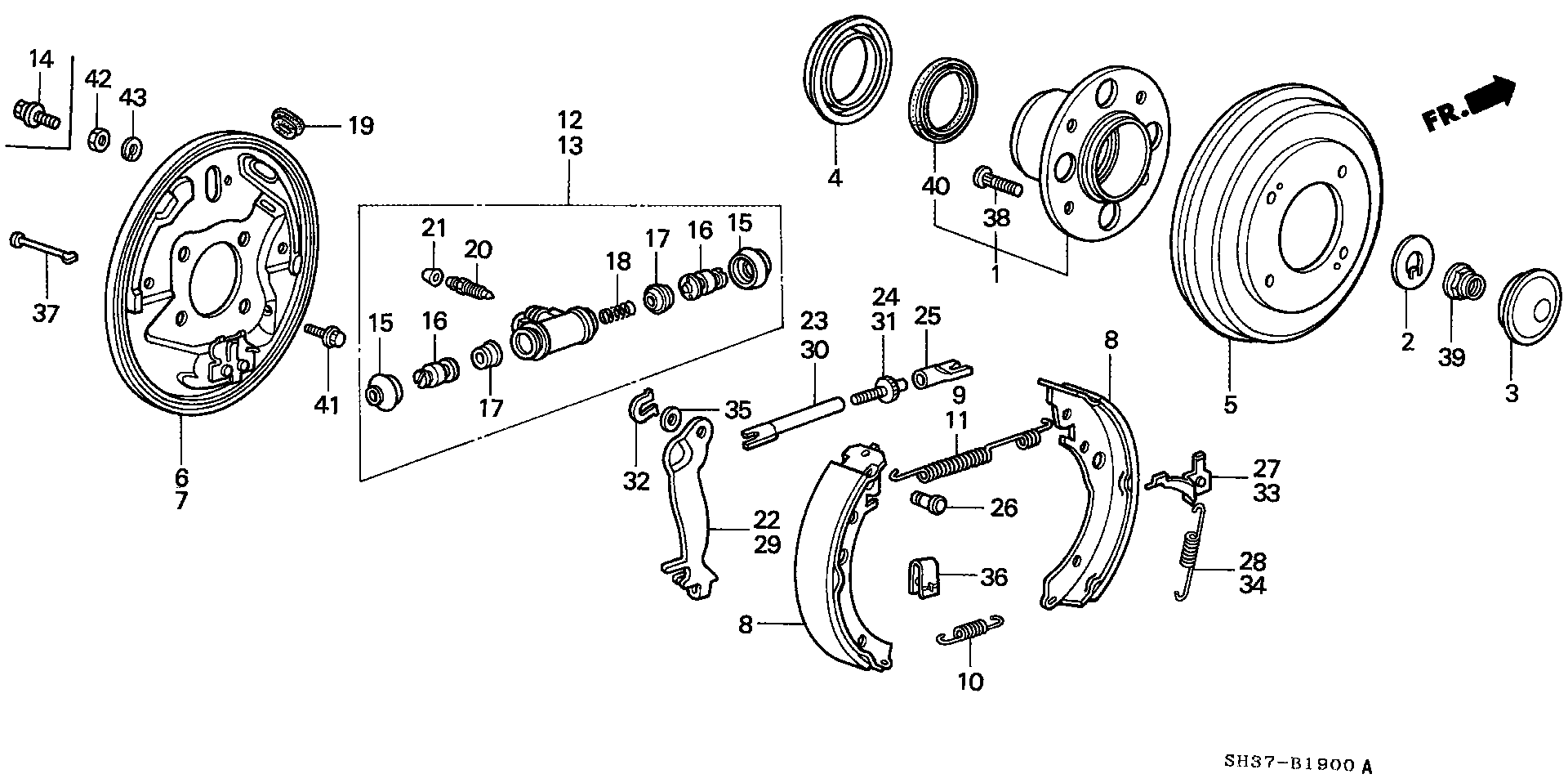 Honda 43301-SB2-003 - Колісний гальмівний циліндр autozip.com.ua