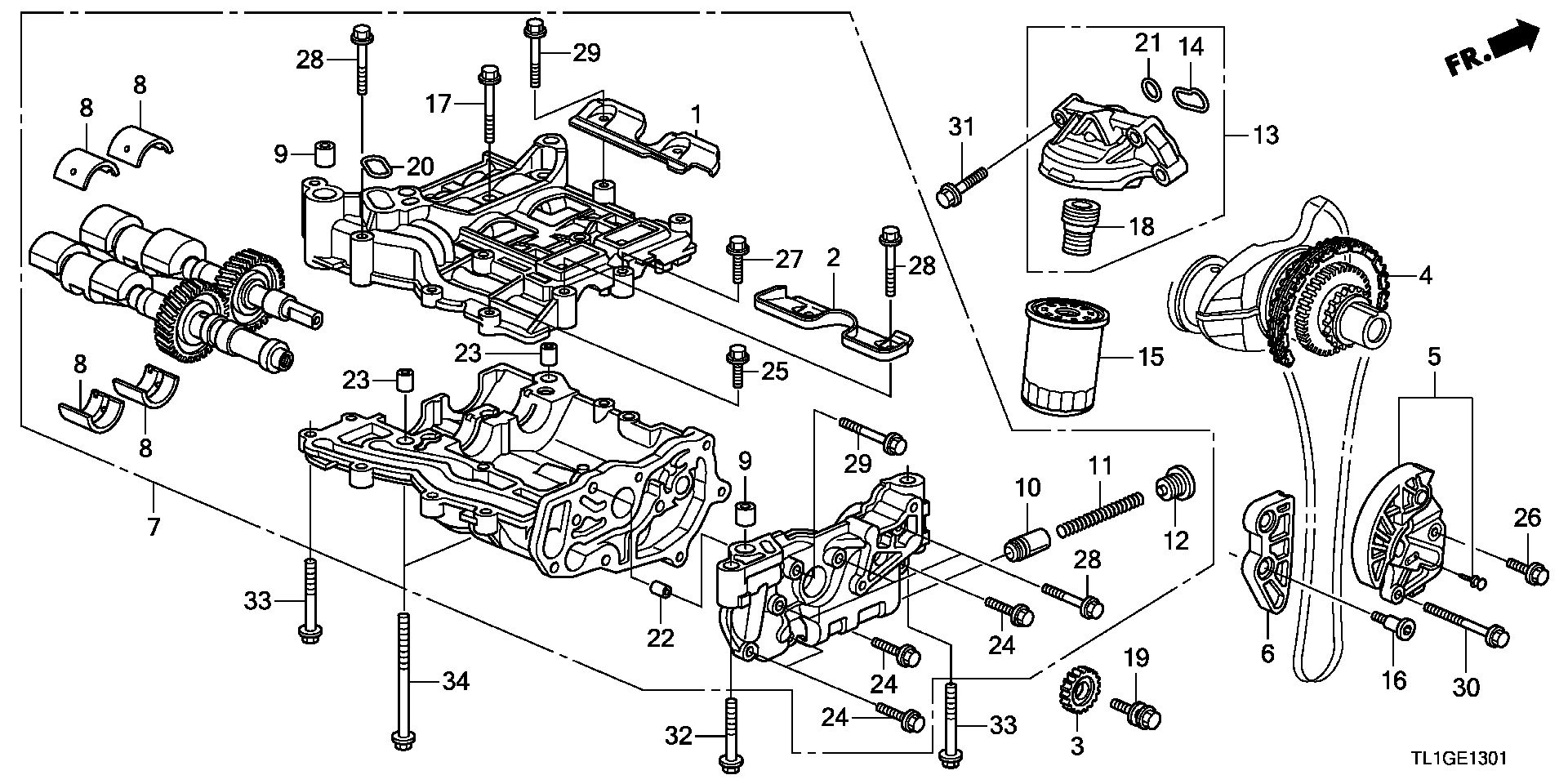 Honda 13432-PNA-000 - Комплект ланцюга приводу распредвала autozip.com.ua