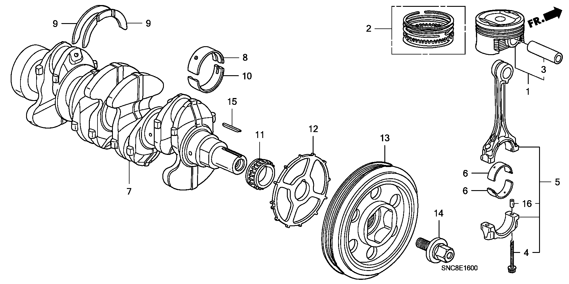 Honda 13331-PR3-003 - Дистанційна шайба, колінчастий вал autozip.com.ua