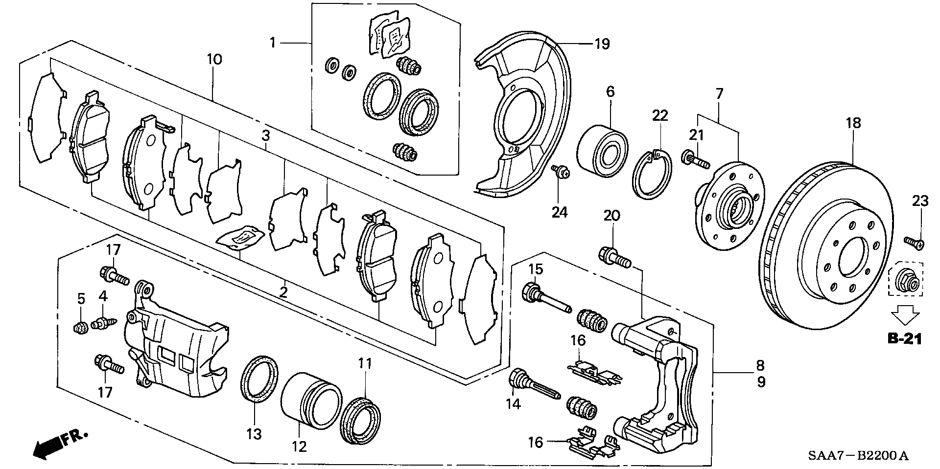 Honda 45237-SR3-003 - Комплектуючі, колодки дискового гальма autozip.com.ua