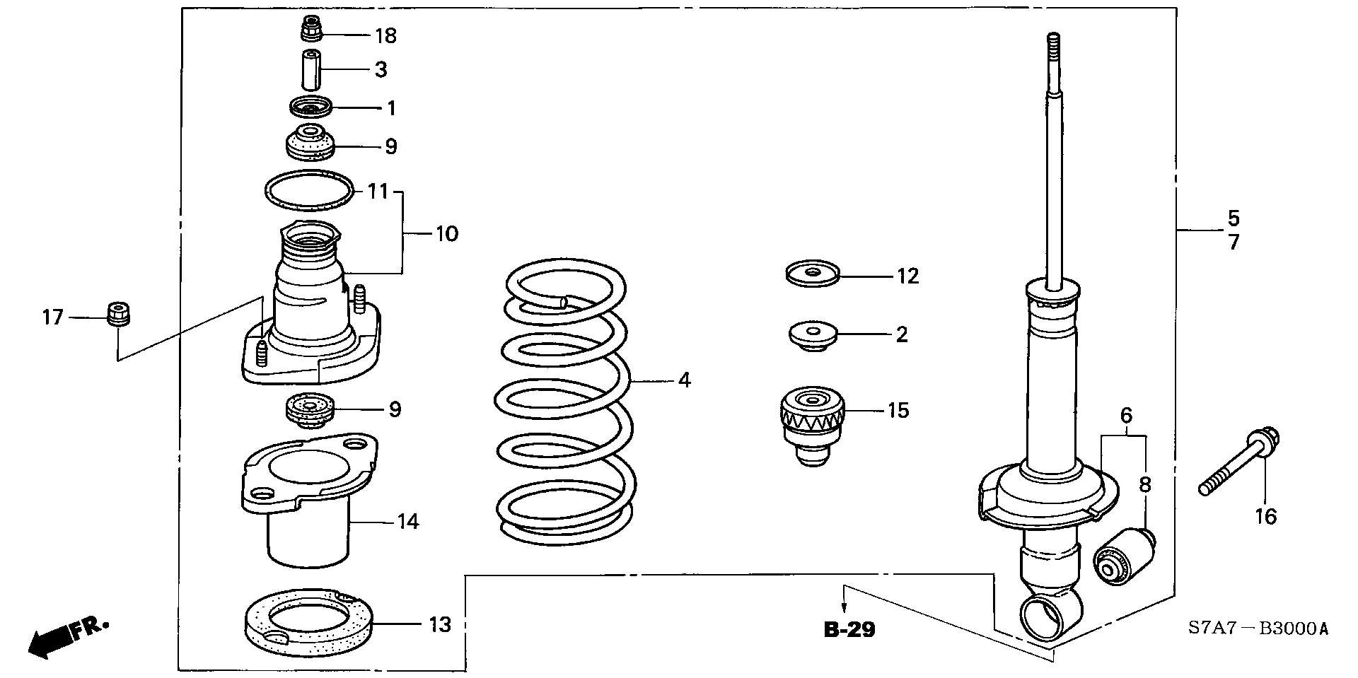 Honda 52675-S7A-004 - Опора стійки амортизатора, подушка autozip.com.ua