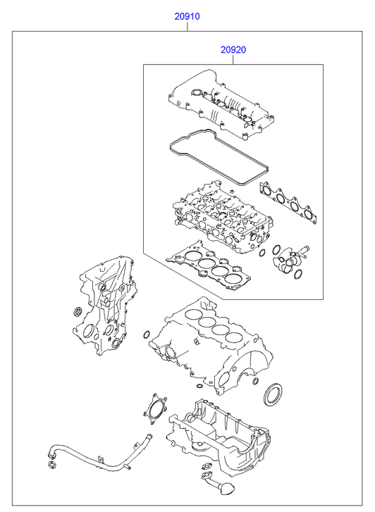 Hyundai 20910-2BA00 - Комплект прокладок, двигун autozip.com.ua