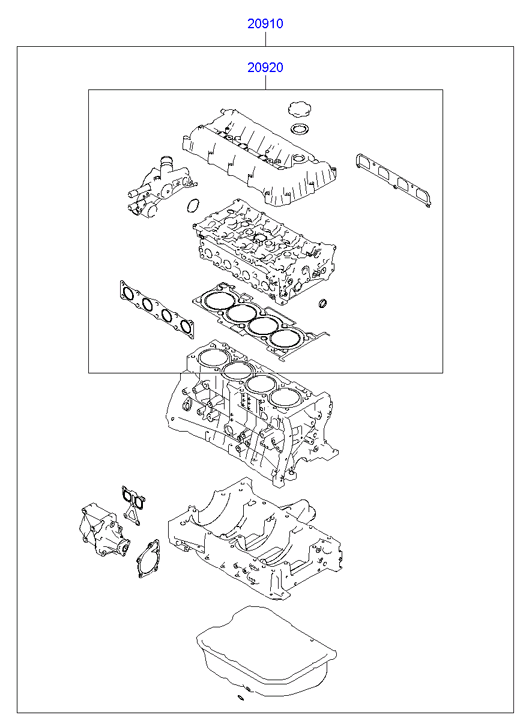 Hyundai 20910-2GK01 - Комплект прокладок, двигун autozip.com.ua