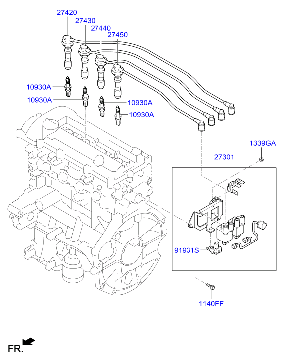 Hyundai 27450-03000 - Комплект проводів запалювання autozip.com.ua