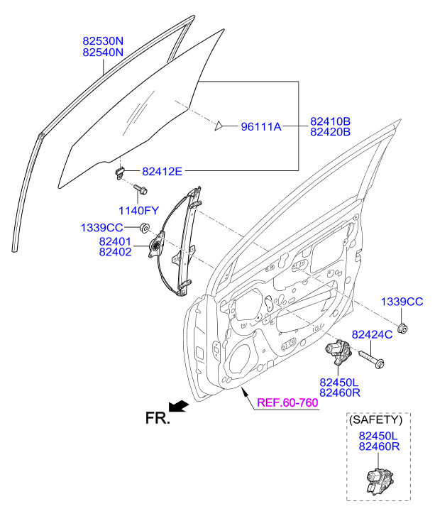 Hyundai 82404B4110 - Підйомний пристрій для вікон autozip.com.ua