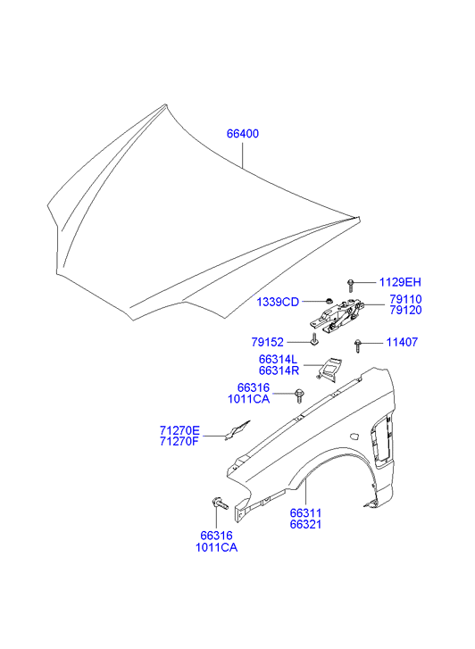 Hyundai 66400-2C020 - Капот двигуна autozip.com.ua