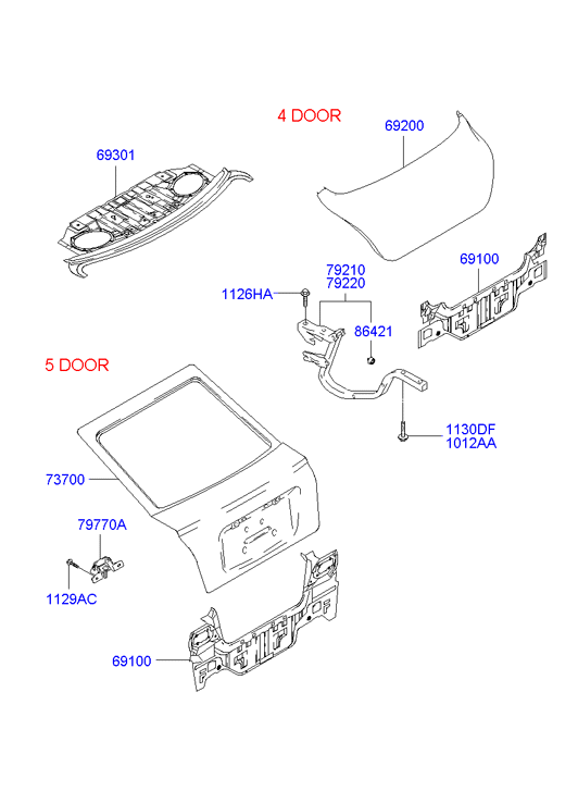 Hyundai 692002D590 - Кришка багажника / приміщення для вантажу autozip.com.ua