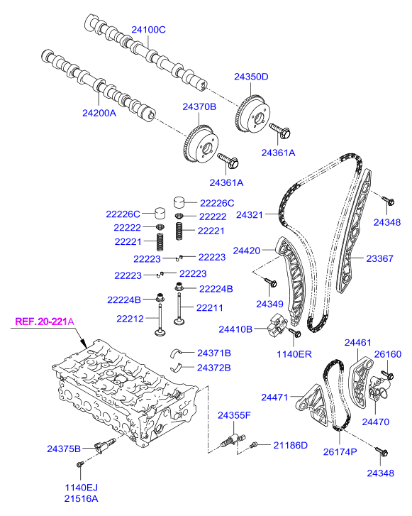 KIA 22211-2G000 - Впускний клапан autozip.com.ua