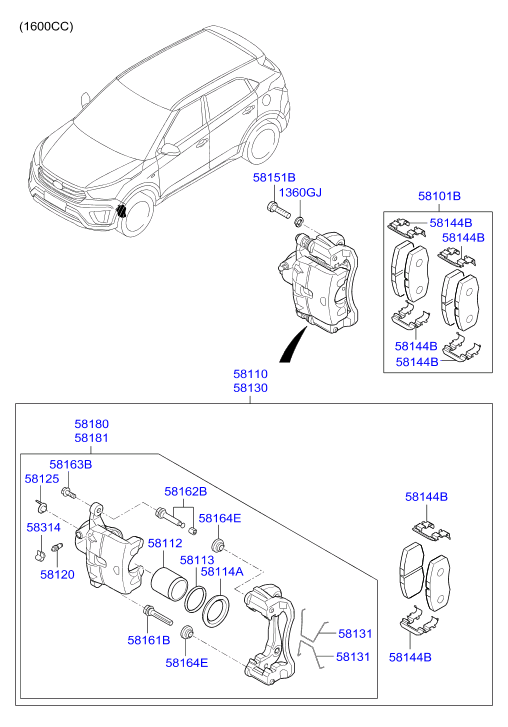 Hyundai 58101M0A10 - Гальмівні колодки, дискові гальма autozip.com.ua