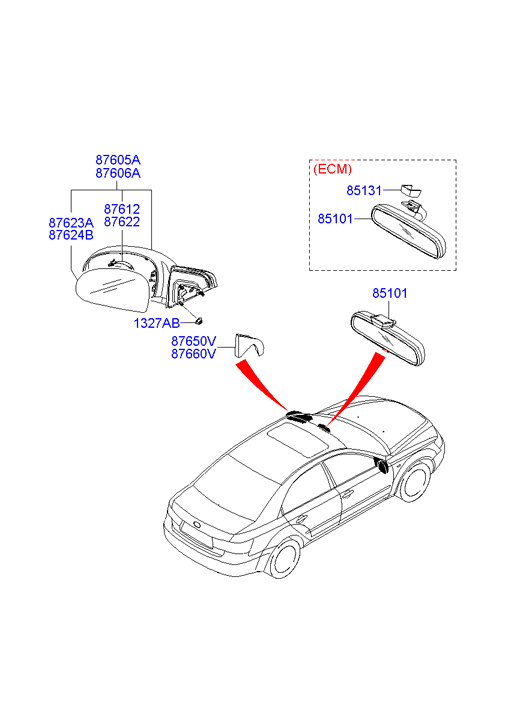 Hyundai 876103K410 - Зовнішнє дзеркало autozip.com.ua