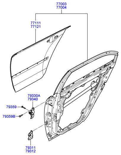 Hyundai 770043K010 - Двері, кузов autozip.com.ua