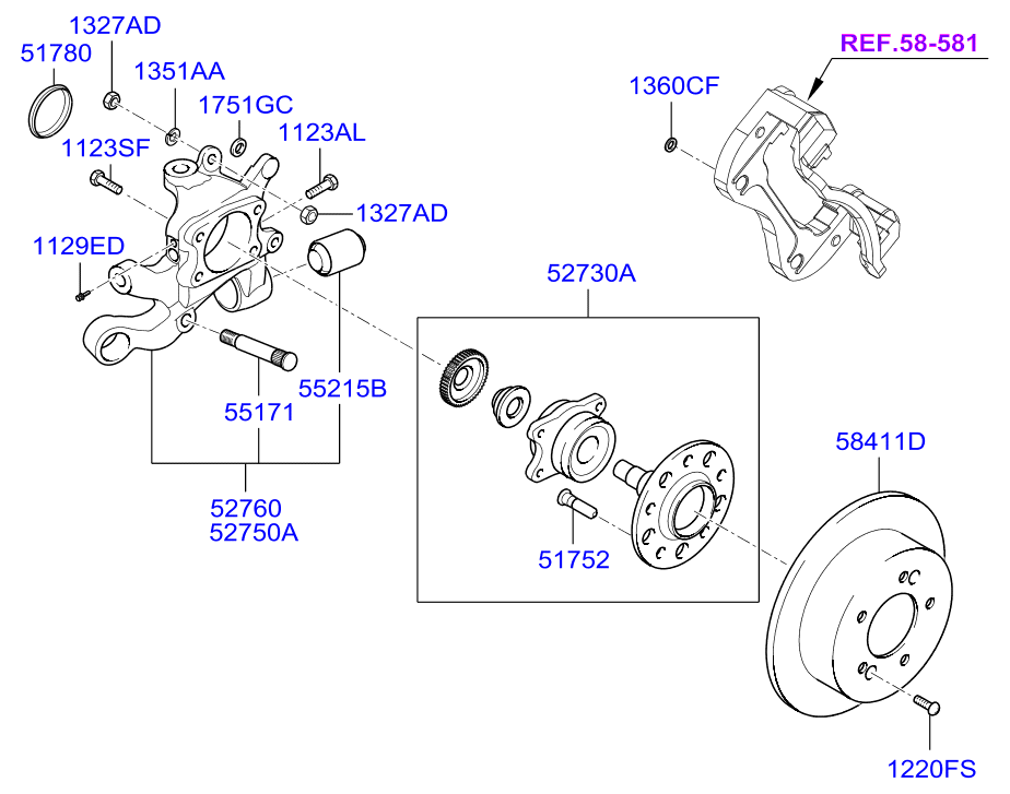 Hyundai 55215-3K000 - Сайлентблок задньої цапфи autozip.com.ua