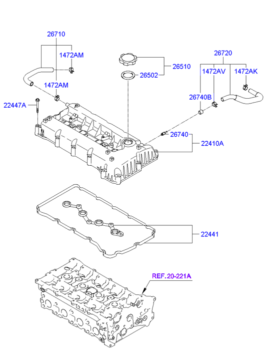 KIA 22441-25002 - Прокладка, кришка головки циліндра autozip.com.ua