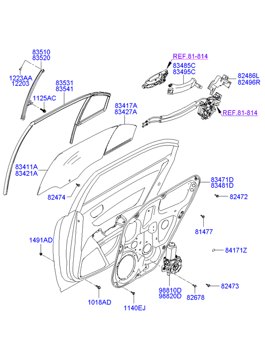 Hyundai 834173K000 - Бокове вікно autozip.com.ua