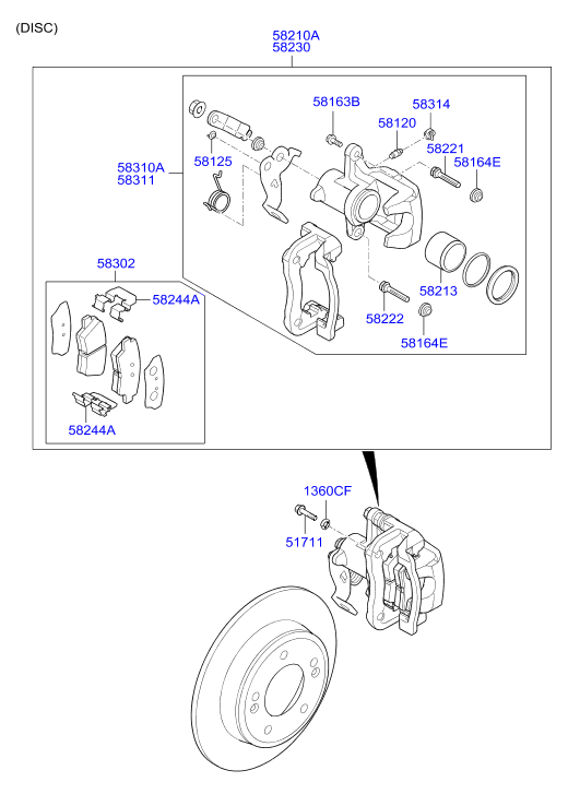 Hyundai 58302A6A31 - Гальмівні колодки, дискові гальма autozip.com.ua