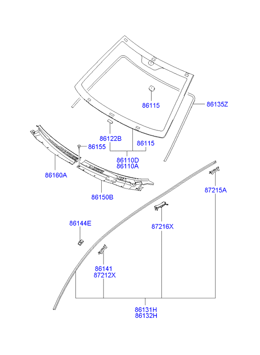 Hyundai 86135 2D000 - Облицювання / захисна накладка, вітрове скло autozip.com.ua