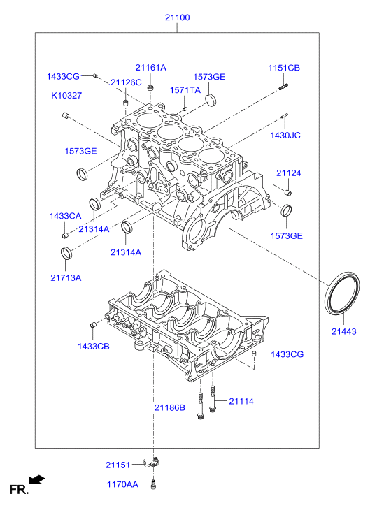 Hyundai (BEIJING) 214432A000 - Ущільнене кільце, колінчастий вал autozip.com.ua