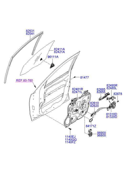 Hyundai 82450-2B000 - Підйомний пристрій для вікон autozip.com.ua