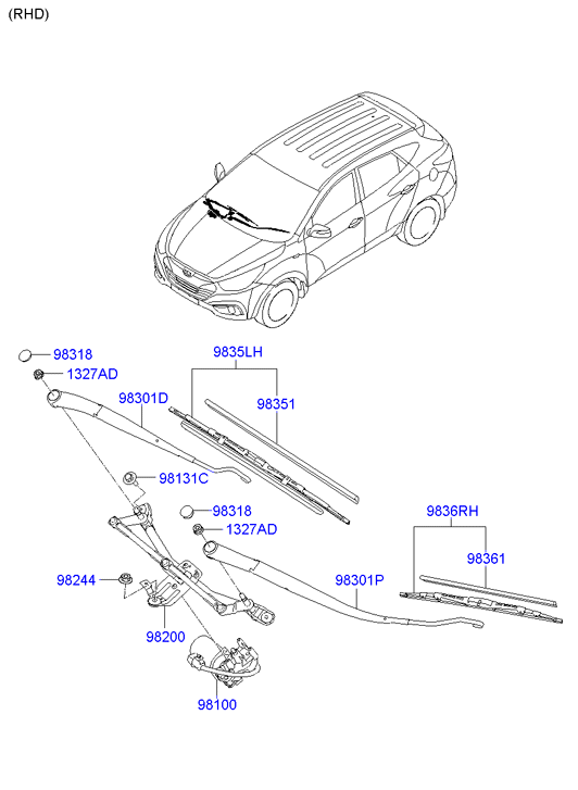 Hyundai 983502Y000 - Щітка склоочисника autozip.com.ua