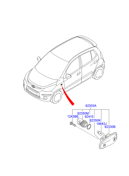 KIA 92303-0B010 - Бічний ліхтар, покажчик повороту autozip.com.ua