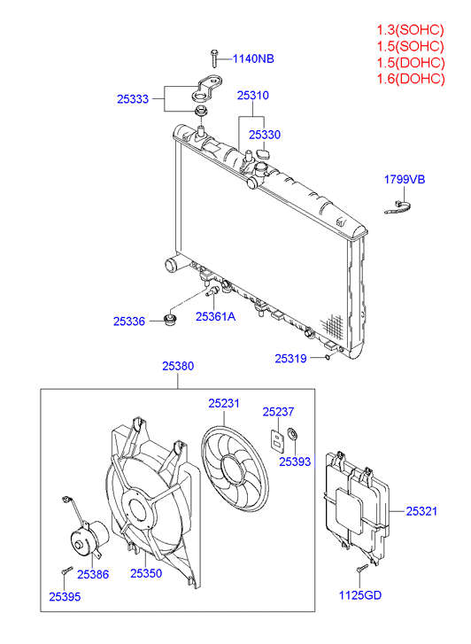 Hyundai 25350-25000 - Вентилятор, охолодження двигуна autozip.com.ua