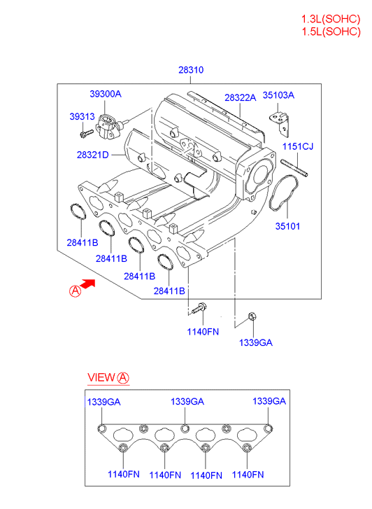 KIA 28411-22601 - Прокладка, впускний колектор autozip.com.ua