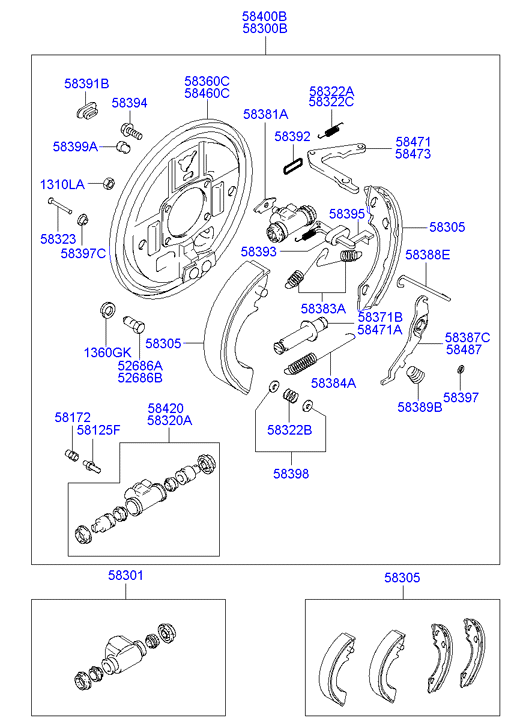 Hyundai 5840047000 - Комплект гальм, барабанний механізм autozip.com.ua