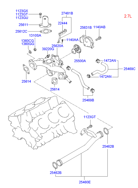 KIA 2562023650 - Фланець охолоджуючої рідини autozip.com.ua