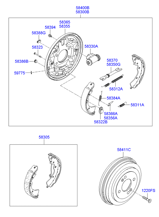 Hyundai 58305-1GA00 - Комплект гальм, барабанний механізм autozip.com.ua