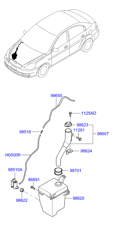 Hyundai 98510-1C000 - Водяний насос, система очищення вікон autozip.com.ua