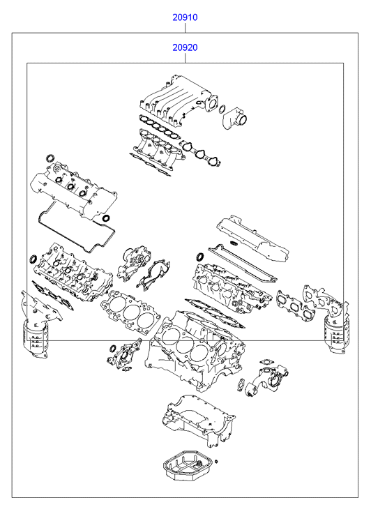 Hyundai 20910-3EA01 - Комплект прокладок, двигун autozip.com.ua