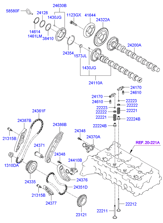 Hyundai 24410-2F000 - Комплект ланцюга приводу распредвала autozip.com.ua