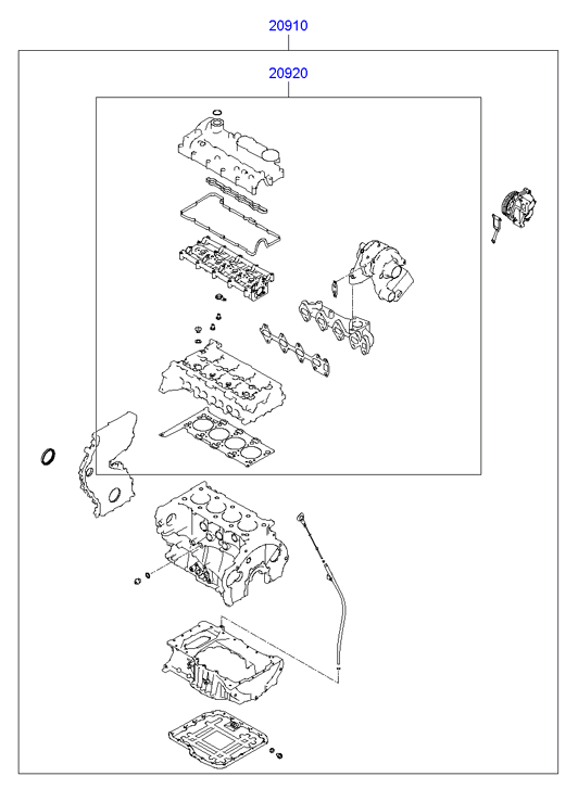 KIA 20920-2FU01 - Комплект прокладок, головка циліндра autozip.com.ua