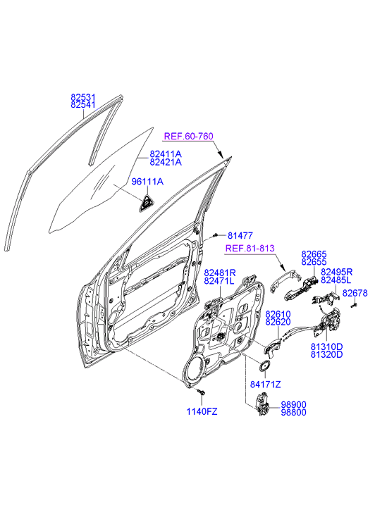 Hyundai 813102B020 - Замок двері autozip.com.ua