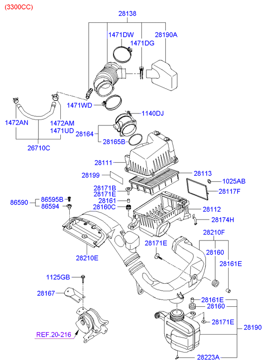 KIA 28164-25000 - Датчик потоку, маси повітря autozip.com.ua