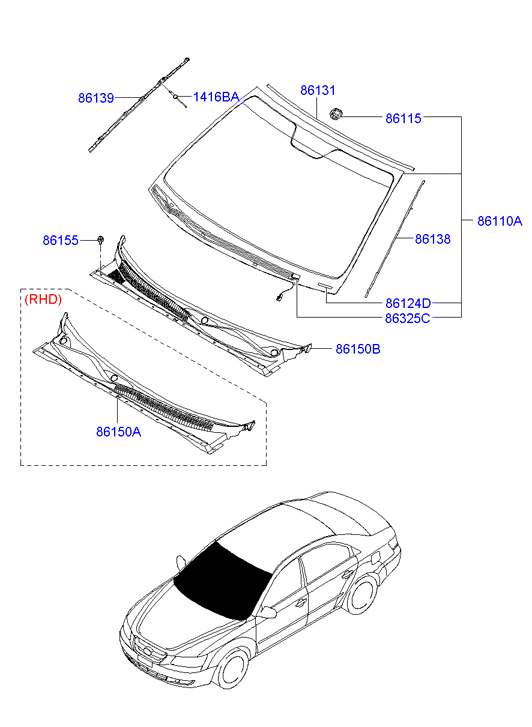 Hyundai 861103K080 - Вітрове скло autozip.com.ua