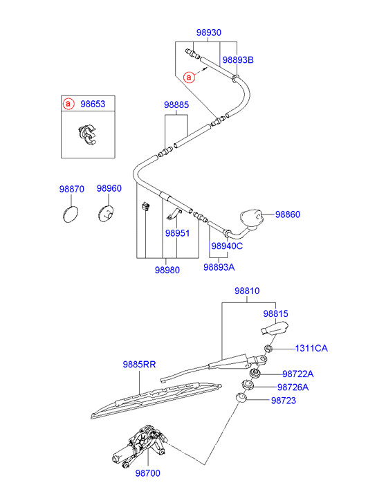 Hyundai 988201C000 - Щітка склоочисника заднього autozip.com.ua