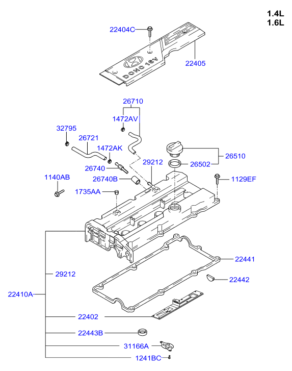 KIA 22443-27001 - Комплект прокладок, кришка головки циліндра autozip.com.ua