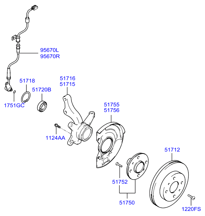 KIA 51750-3A003 - Комплект підшипника маточини колеса autozip.com.ua