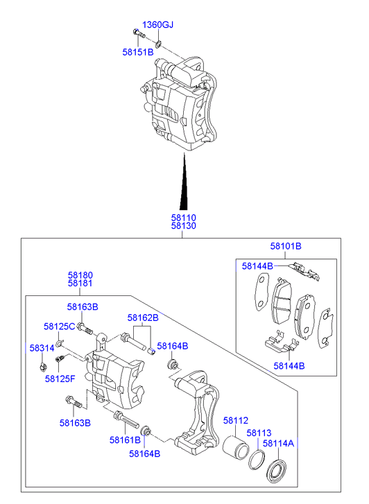 Hyundai 581011RA00 - Гальмівні колодки, дискові гальма autozip.com.ua