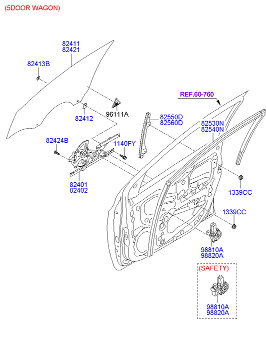 Hyundai 824211J000 - Бокове вікно autozip.com.ua