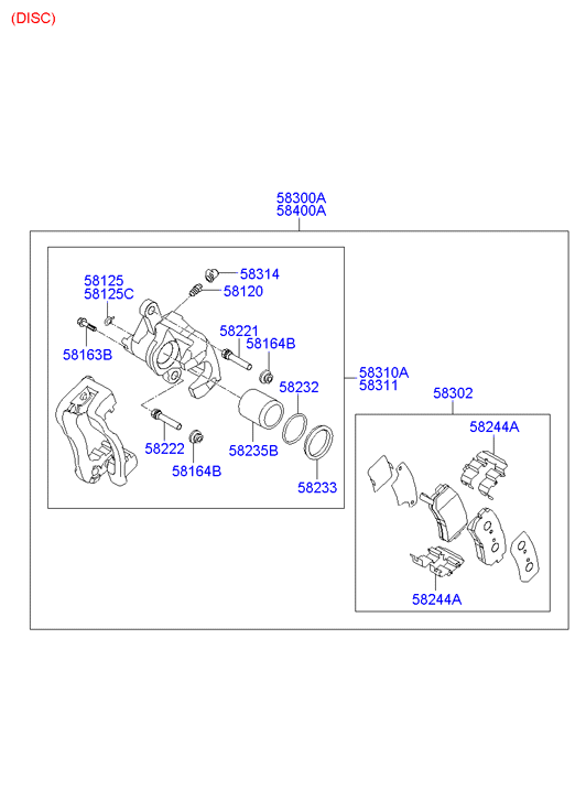 Hyundai 58233-2H000 - Ремкомплект, гальмівний супорт autozip.com.ua