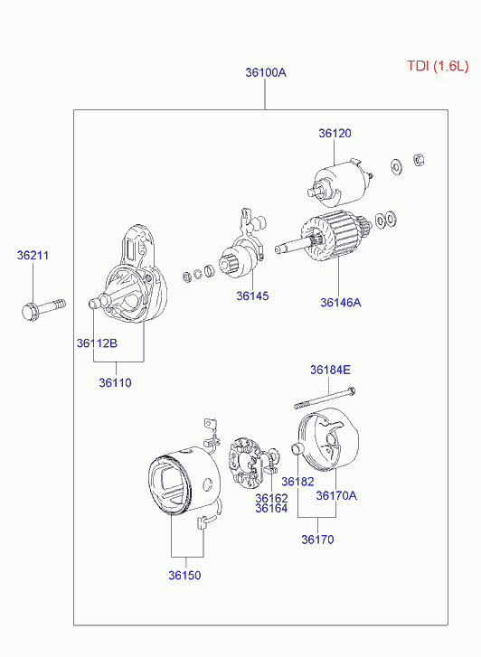 Hyundai 3612032631 - Тягове реле, стартер autozip.com.ua