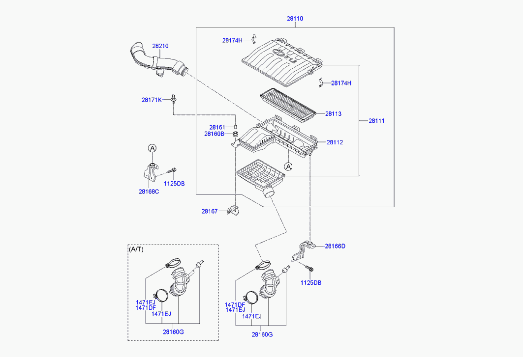 Hyundai 28113-B9000 - Повітряний фільтр autozip.com.ua