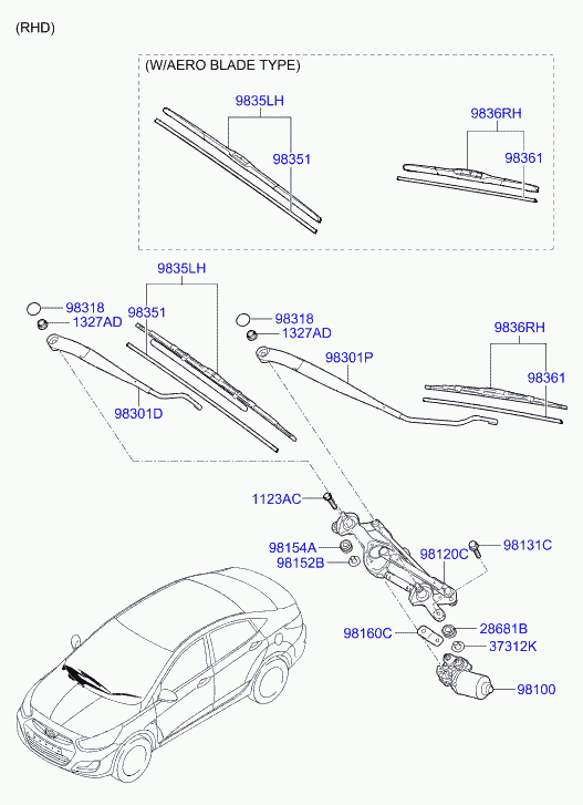 Hyundai 98350-1R000 - Щітка склоочисника autozip.com.ua