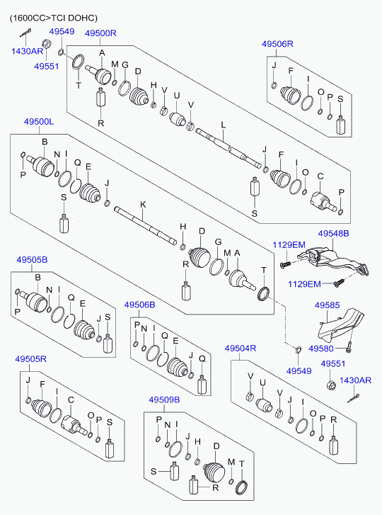 KIA 49501-2H012 - Шарнірний комплект, ШРУС, приводний вал autozip.com.ua