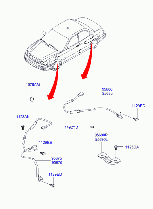 Hyundai 95670-38000 - Датчик ABS, частота обертання колеса autozip.com.ua