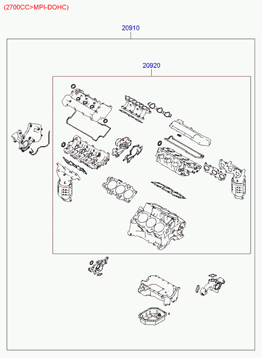 Hyundai 20910-37C00 - Комплект прокладок, двигун autozip.com.ua