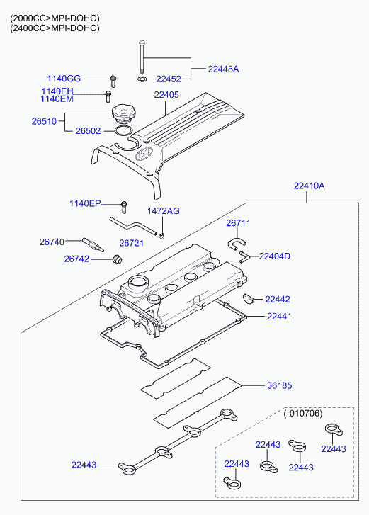 Hyundai 2674032804 - Клапан, відведення повітря з картера autozip.com.ua